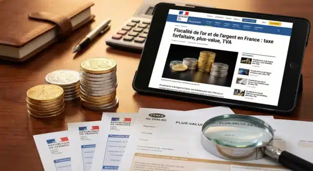 Fiscalité de l&rsquo;or et de l&rsquo;argent en France : taxe forfaitaire, plus-value, TVA